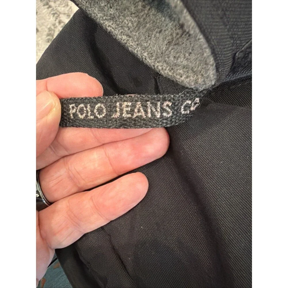 Y2K Polo Jeans Co Ralph Lauren Black Zip Jacket Mens L Nylon